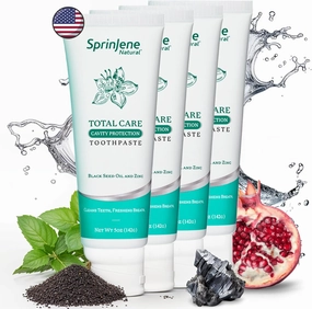 SprinJene Natural Total Care, Fluoride Toothpaste for Strong Teeth & Gum | Natural Toothpaste for Cavity Protection | 4 Pack