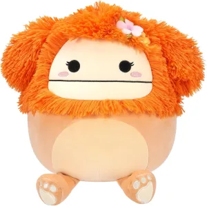Squishmallows SQCR05428 12-Inch-Shasta The Light Orange Bigfoot with Flower Pin, Multicolour