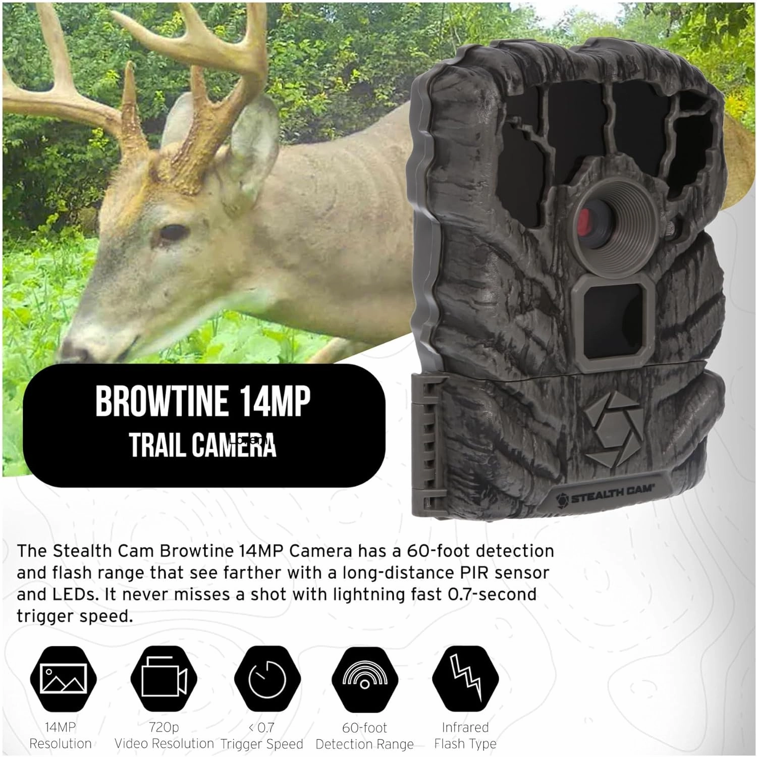 Stealth Cam Browtine 14MP Trail Camera Bundle with 32GB Memory Card (2-Pack) and Card Reader (2-Pack) (5 Items)