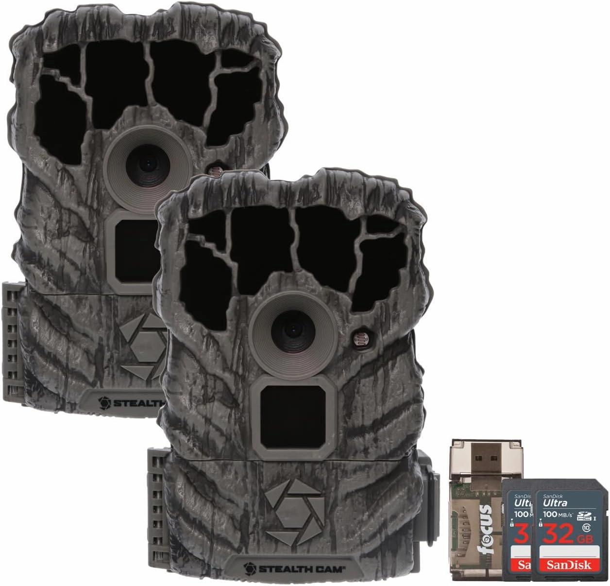 Stealth Cam Browtine 14MP Trail Camera Bundle with 32GB Memory Card (2-Pack) and Card Reader (2-Pack) (5 Items)