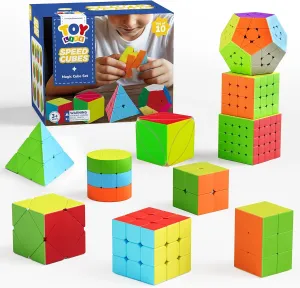 STEAM Life Speed Cube Set 10 Pack Magic Cube | Includes Speed Cubes 3x3, 2x2, 4x4, Pyramid Cube, Megaminx Cube Puzzle Cube Bundle Collection Cube Toys Gift for Kids & Adults