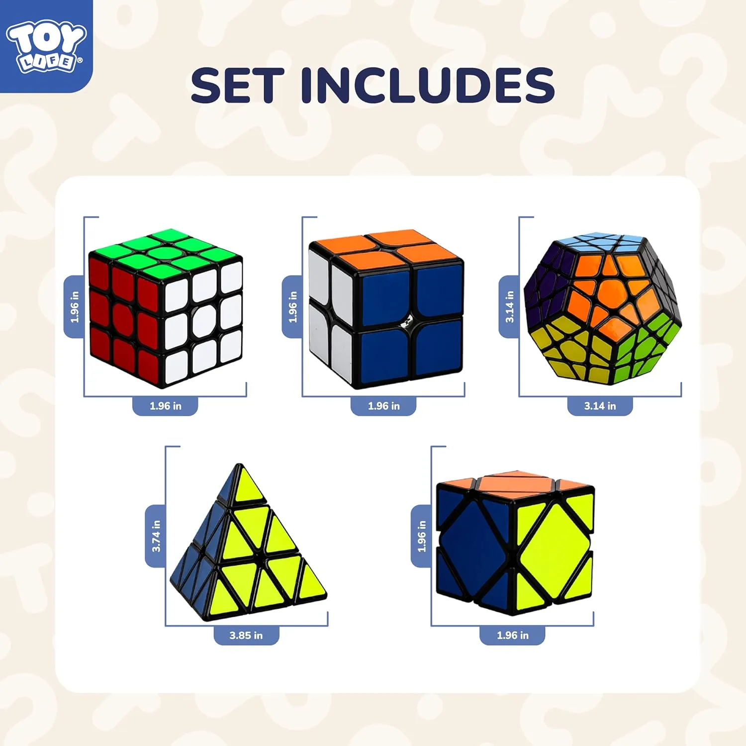 STEAM Life Speed Cube Set 5 Pack Magic Cube, Includes Speed Cubes 3x3, 2x2 S, Pyramid Cube, Megaminx Cube Puzzle Cube Bundle for Kids & Adults, Stocking Stuffers for Boys