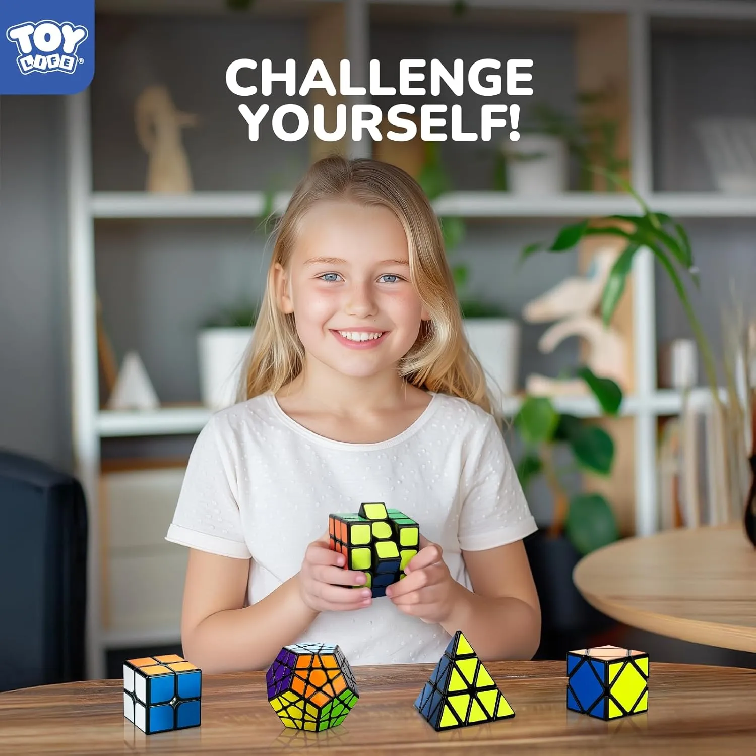 STEAM Life Speed Cube Set 5 Pack Magic Cube, Includes Speed Cubes 3x3, 2x2 S, Pyramid Cube, Megaminx Cube Puzzle Cube Bundle for Kids & Adults, Stocking Stuffers for Boys