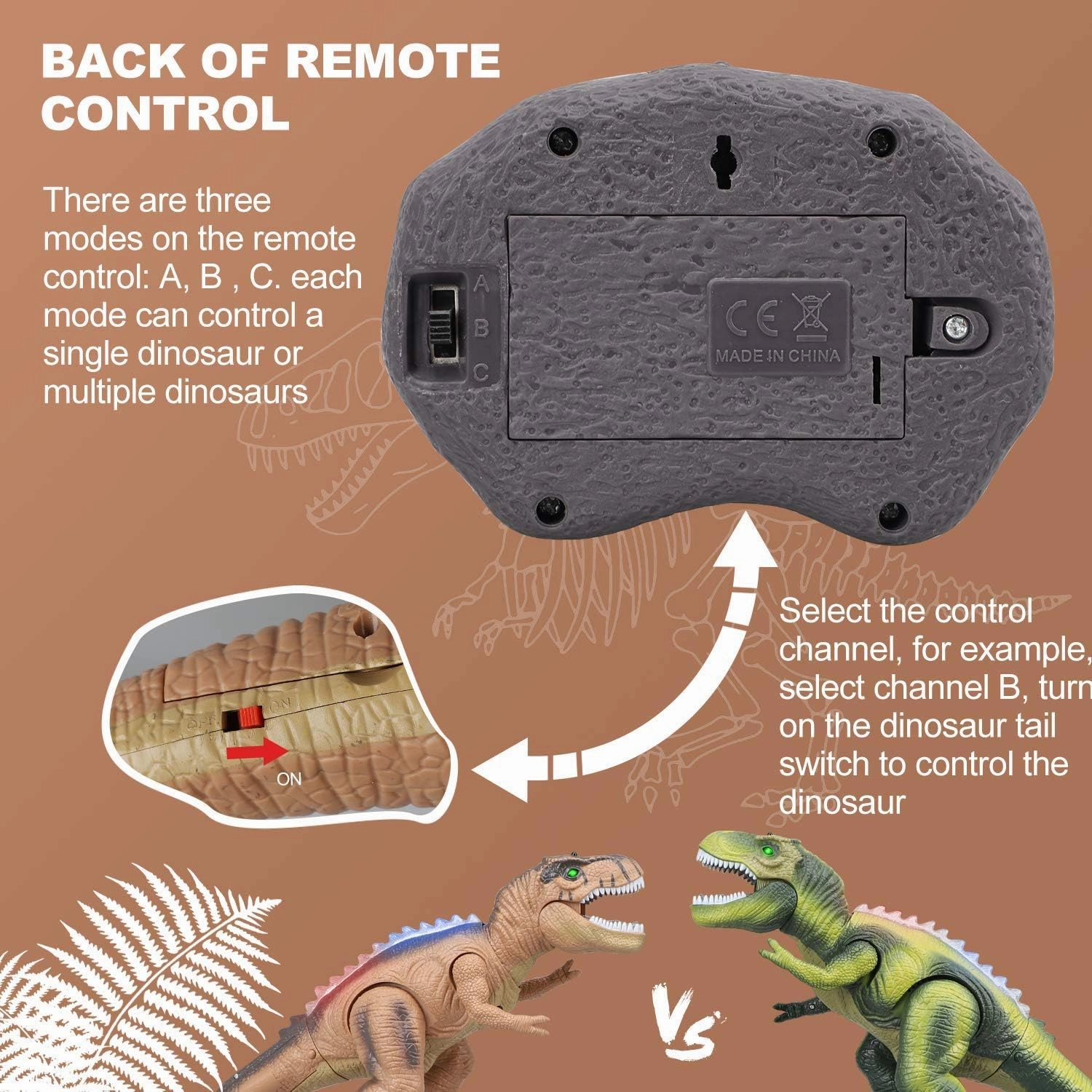 STEAM Life Remote Control Light-Up Dinosaur Toy for Kids 3-7  with Realistic Roaring Sound - T rex Electronic Walking Robot (Brown)