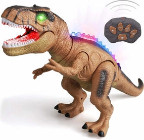 STEAM Life Remote Control Light-Up Dinosaur Toy for Kids 3-7  with Realistic Roaring Sound - T rex Electronic Walking Robot (Brown)