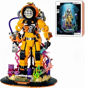 Steampunk Deep Sea Diver Building Set, 1286 Pieces, Light-Up Display Model, Collector's Home Decor