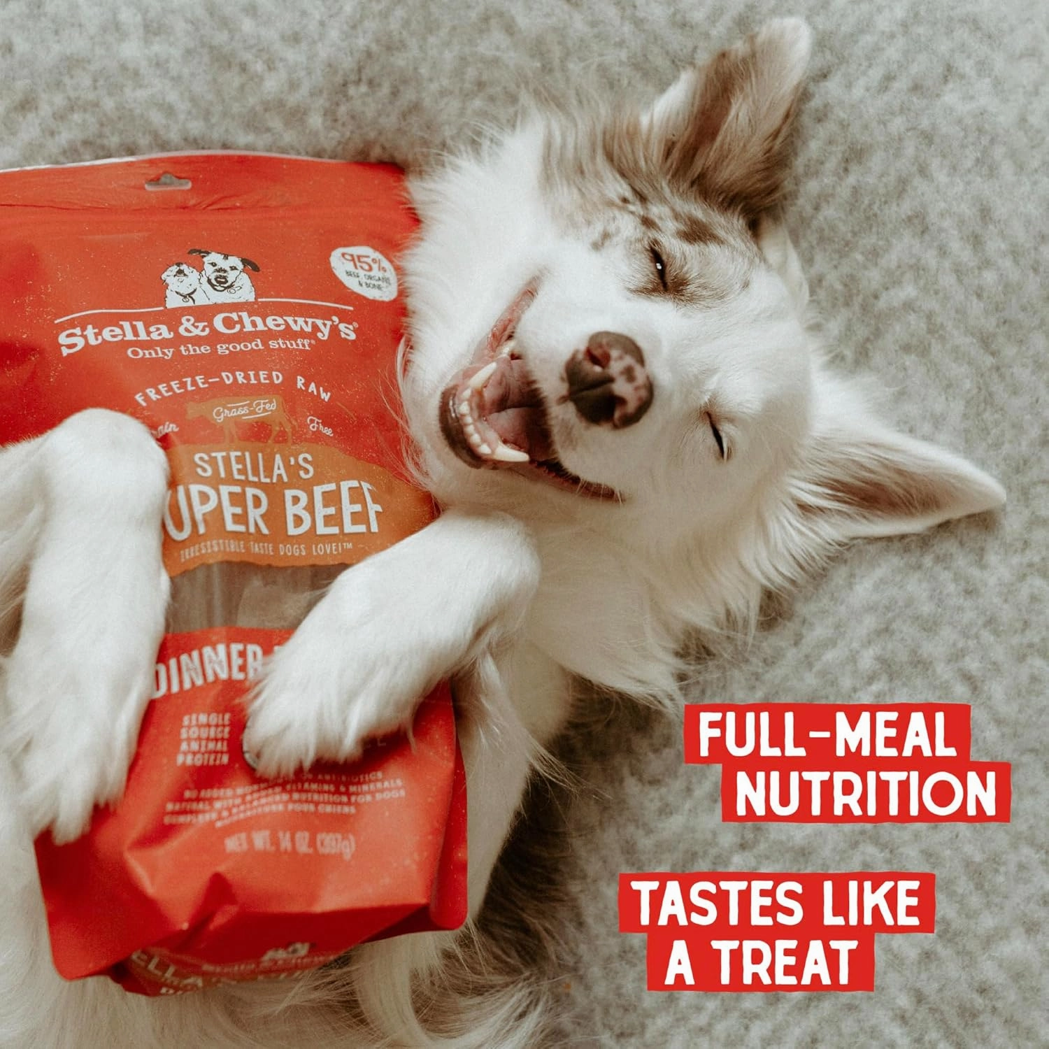 Stella & Chewy's Freeze-Dried Raw Dinner Patties - Beef Recipe - High Protein Grain-Free Puppy & Dog Food - Perfect For Picky Eaters - 14 oz