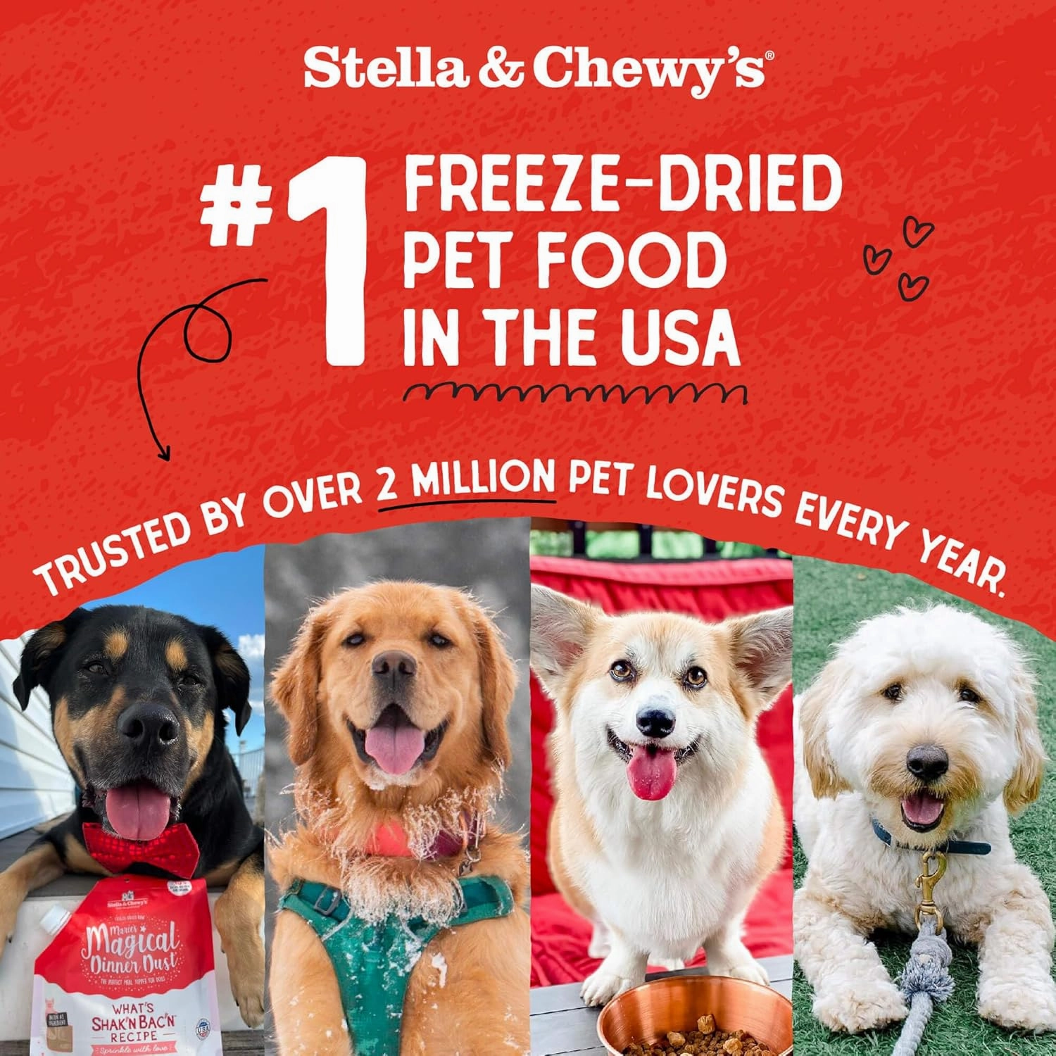 Stella & Chewy's Freeze-Dried Raw Dinner Patties - Beef Recipe - High Protein Grain-Free Puppy & Dog Food - Perfect For Picky Eaters - 14 oz