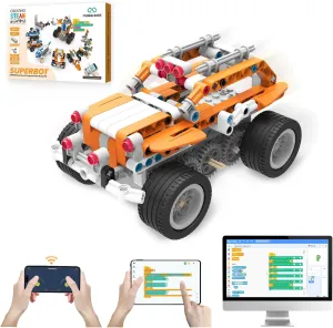 STEM Coding Robot Kits for Kids Ages 6 , 26-in-1 Educational Programmable Scratch Coding Robotics Kit, APP RC Robot Jeep Car Birthday Children's Day Gift for Boy Girls(400  Pcs)