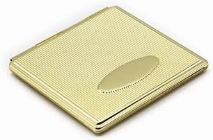 Stephanie Imports Set of 3 Engraveable Grooved Pattern Double Sided Magnifying Compact Mirrors (Gold, Large Square)
