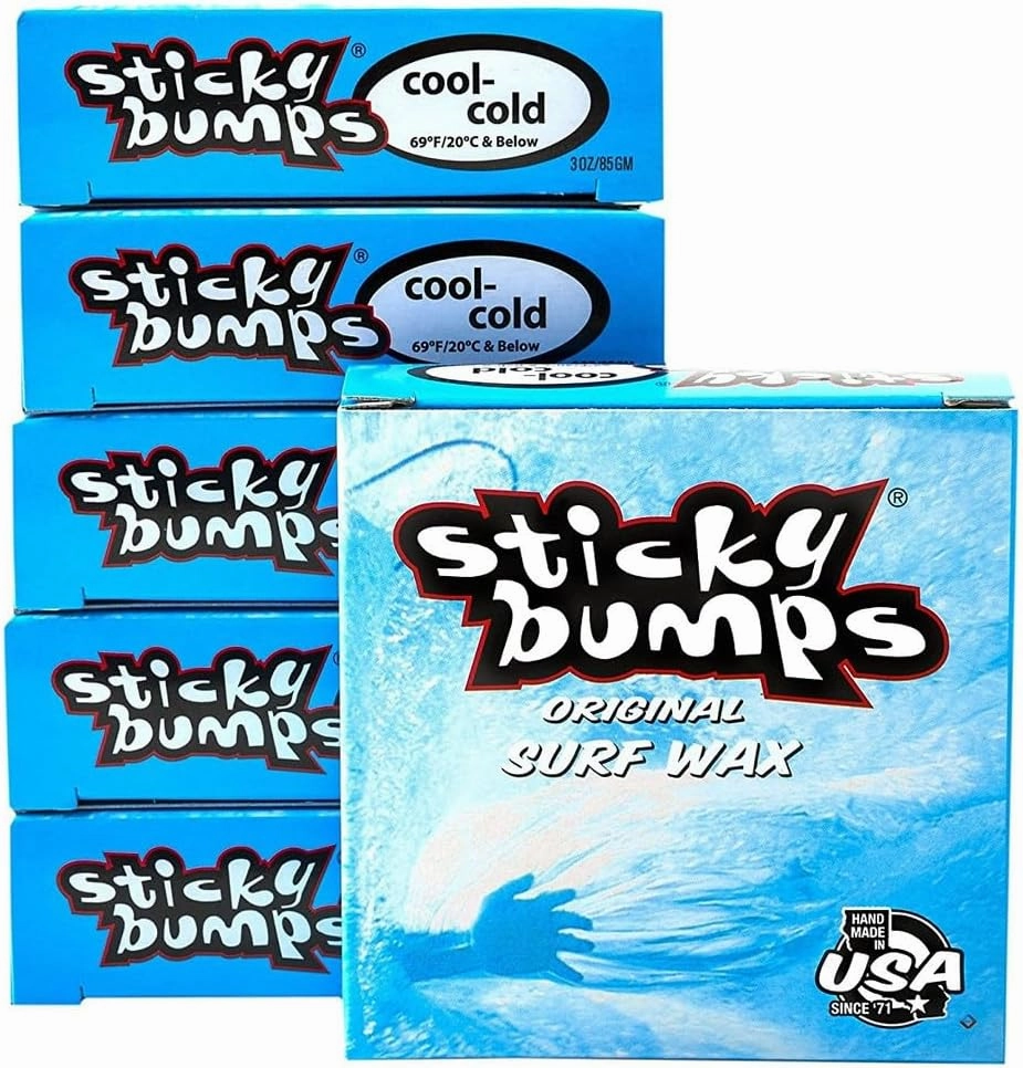 Sticky Bumps Original surf Wax Cool-Cold - 6 Pack | Long-Lasting Surfboard Wax | Great Bump Building for Surfing | Non-Toxic, Nature-Safe | for Surfboard surf Wax Temps 69°F / 20°C & Below.