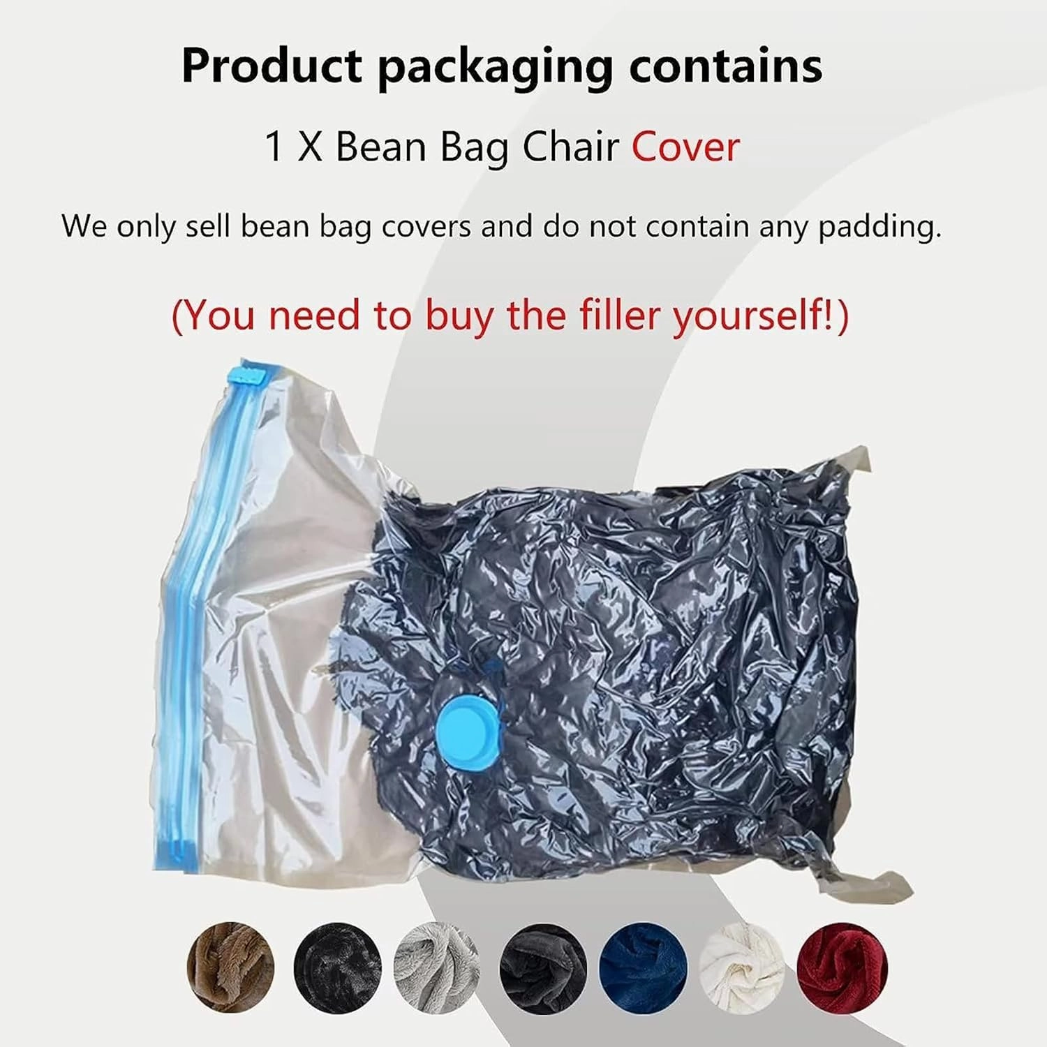 Storage Bean Bag Chair Cover(No Filler) for Organizing Plush Toys Or Textile，Pv Fleece Washable Large Bean Bag Chairs Cover for Adults for Living Room Bedroom Furniture (Light Grey, 5FT)