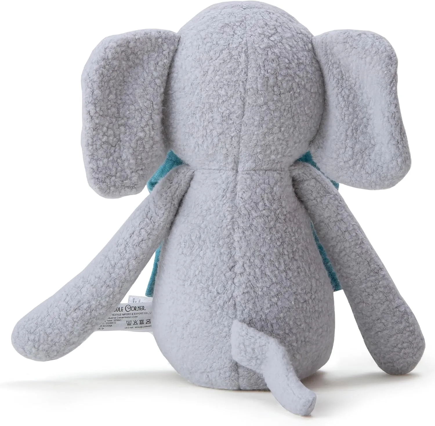 Stuffed Animal Organic Cotton Baby Plush Toys, 9” Organic Sitting Elephant with Rattle Soft Cuddly Toy for Boys and Girls