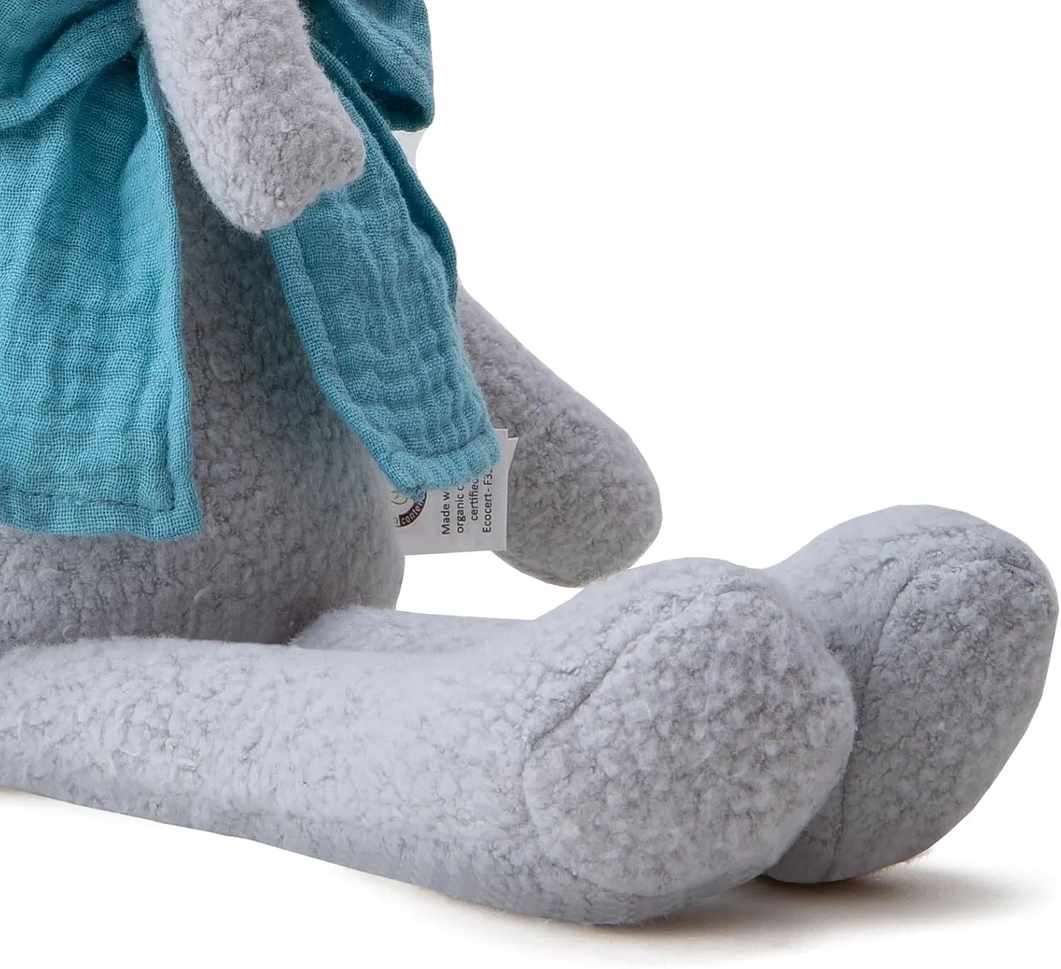 Stuffed Animal Organic Cotton Baby Plush Toys, 9” Organic Sitting Elephant with Rattle Soft Cuddly Toy for Boys and Girls