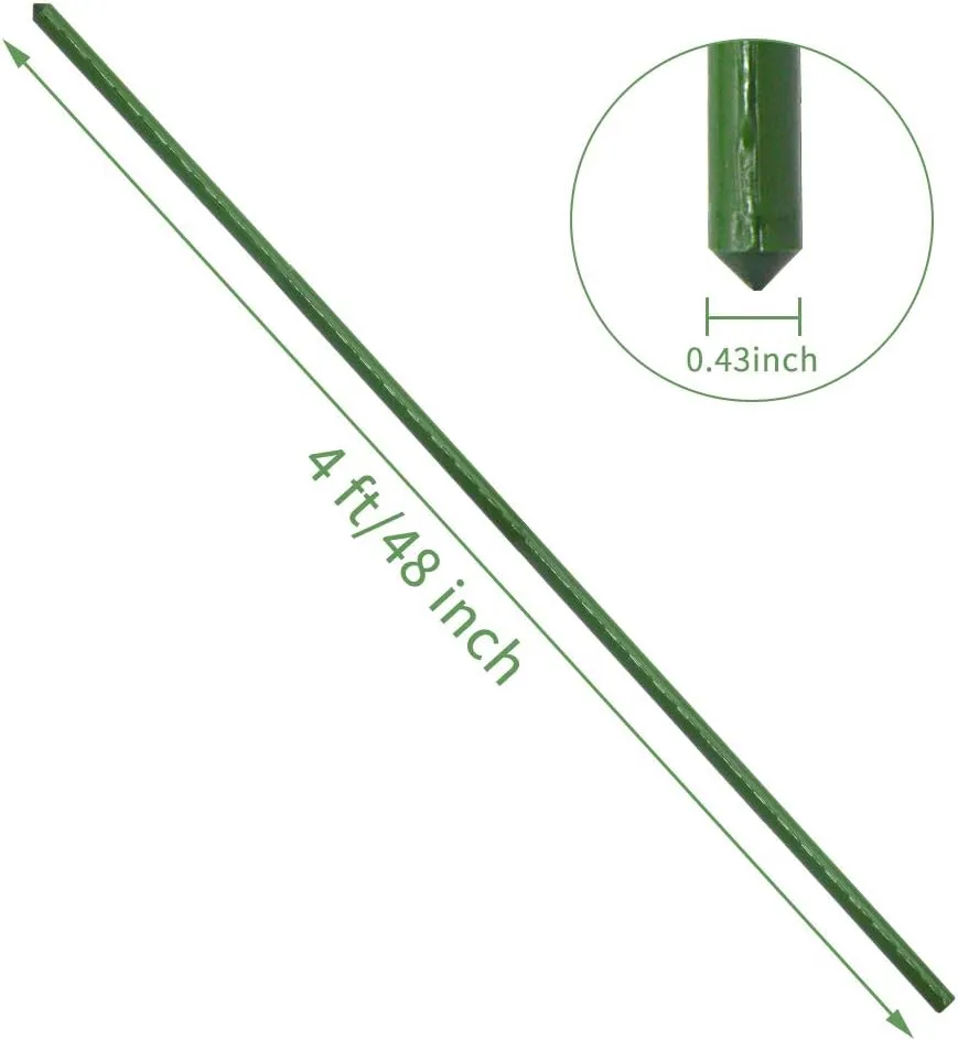 Sturdy Metal Garden Plant Stakes 4 Ft Plastic Coated Steel Plant Sticks,Pack of 25