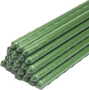 Sturdy Metal Garden Plant Stakes 4 Ft Plastic Coated Steel Plant Sticks,Pack of 25