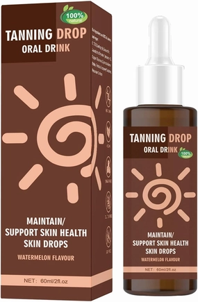 Sunless Tanning Drops to Drink, 2025 New Watermelon Flavor Drinkable Sunless Tanning Drops, Firming Bronze Skin for Face & Body, Sun-Kissed Glow(1PC)