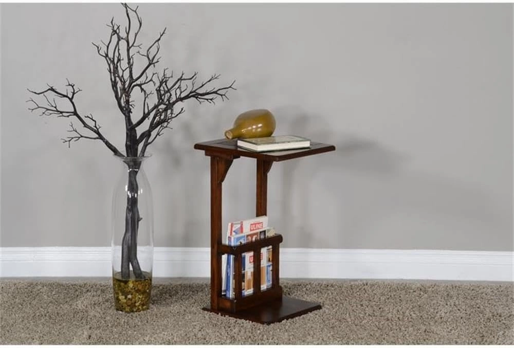 Sunny Designs Santa Fe 12.5" Traditional Wood Sofa Mate Table in Dark Chocolate