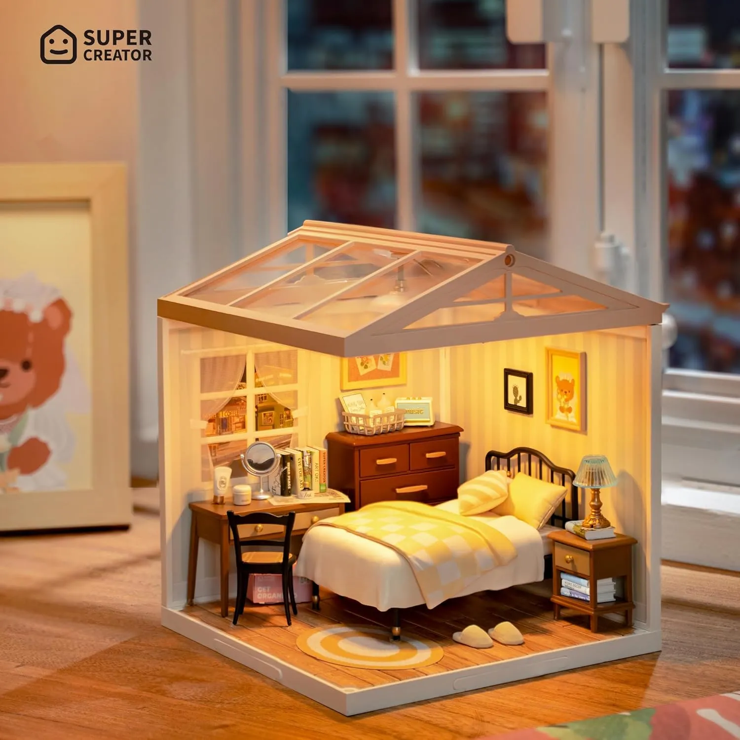 Super Creator-Mini Blocks Model Building Set for Adults, Miniature Plastic House Kit Super Store-Building Blocks Toys for Teens 8-12, DIY Crafts/Hobbies for Teens&Adults (Sweet Dream Bedroom)