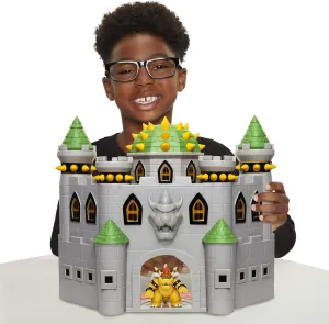 Super Mario Nintendo Deluxe Bowser's Castle Playset with 2.5" Exclusive Articulated Bowser Action Figure, Interactive Play Set with Authentic in-Game Sounds