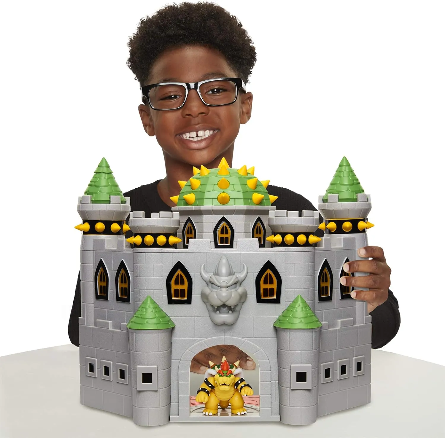 Super Mario Nintendo Deluxe Bowser's Castle Playset with 2.5" Exclusive Articulated Bowser Action Figure, Interactive Play Set with Authentic in-Game Sounds