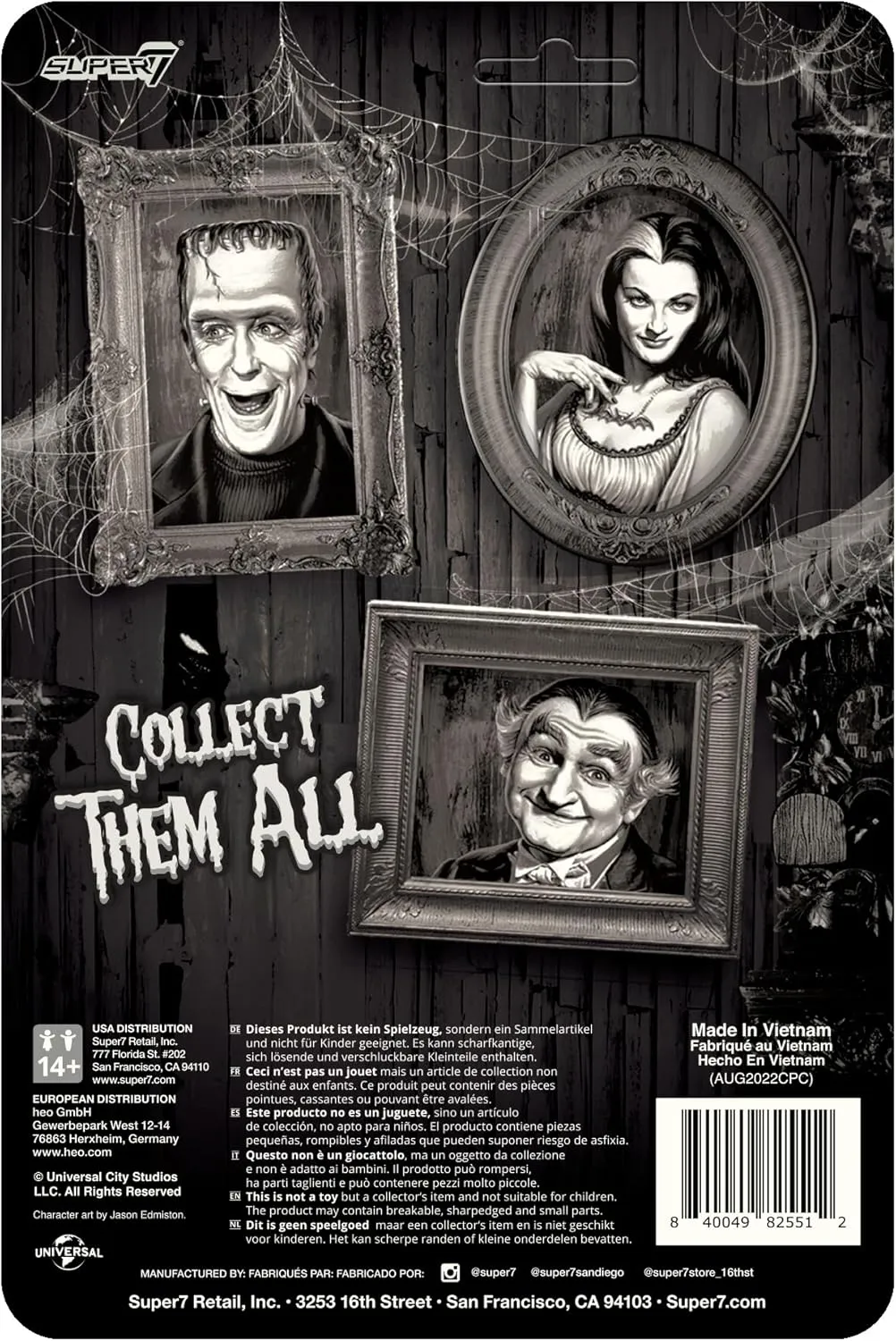 Super7 The Munsters Grandpa (Grayscale) - 3.75" The Munsters Action Figure with Accessories Classic TV Collectibles and Retro Toys