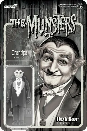 Super7 The Munsters Grandpa (Grayscale) - 3.75" The Munsters Action Figure with Accessories Classic TV Collectibles and Retro Toys