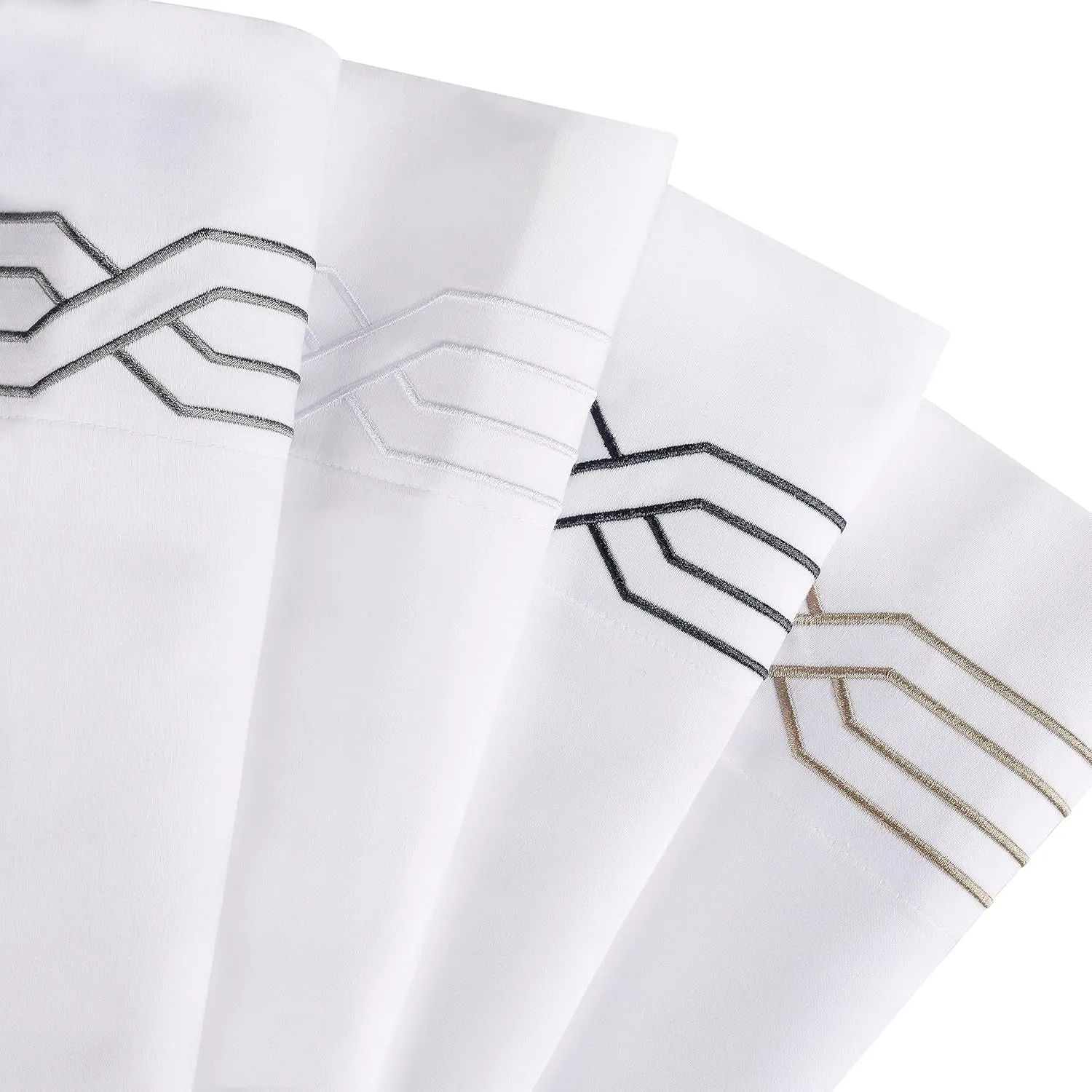 Superior Egyptian Cotton 4 Piece Sheet Set, Luxury 1200 Thread Count, Eco-Friendly, Sustainable Sheets, Soft Basics, Solid, Deep Pocket Fitted Sheet, Flat Sheet, Pillowcases, King, White-Navy Blue