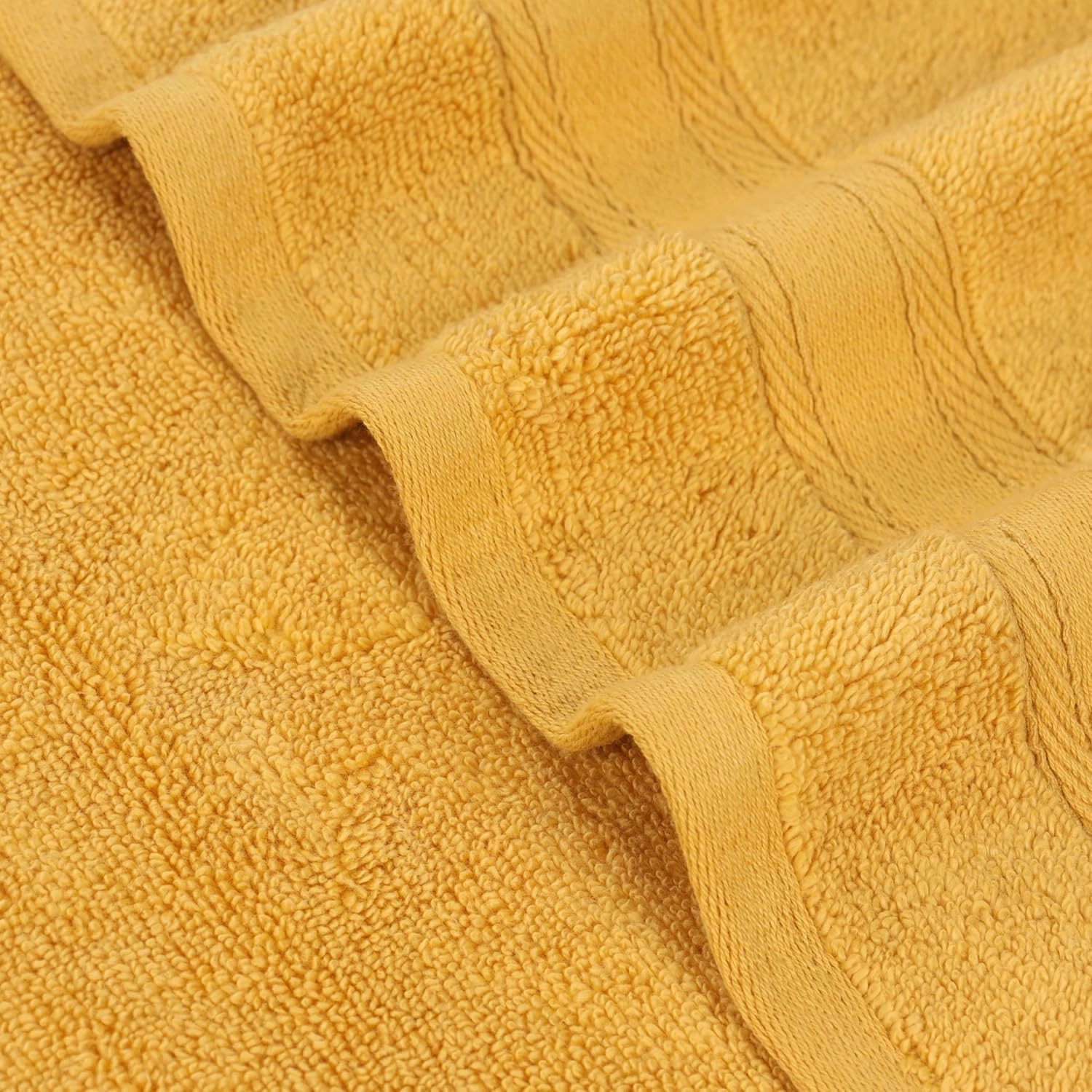 Superior Belmont Zero Twist Cotton Medium Weight Towels, for Kitchen, Bathroom, Shower, Spa, Plush, Quick Dry, Ultra-Soft Towels, Bath Essentials, Thick Border, Absorbent Hand Towels, Set of 6, Gold