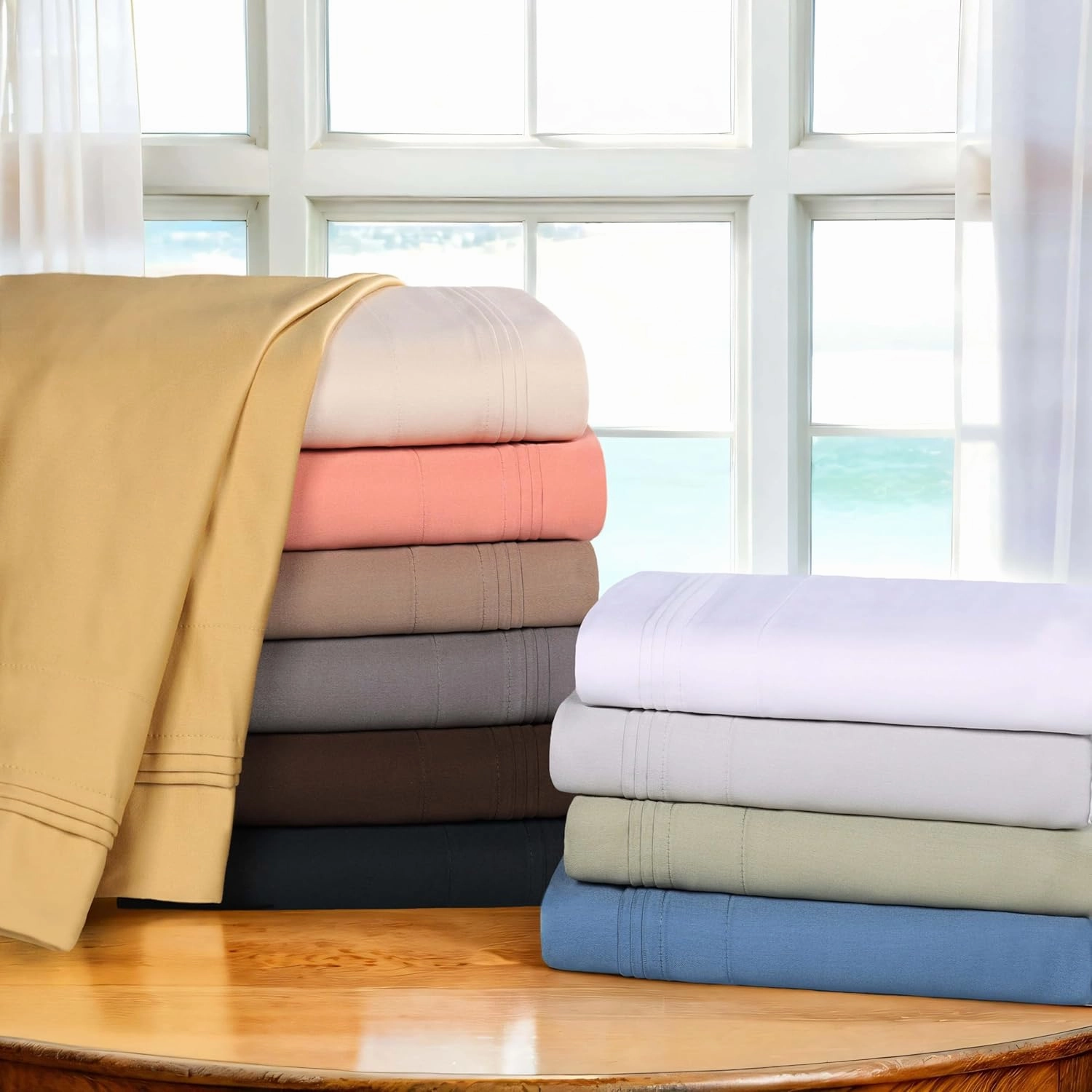 Superior Egyptian Cotton 4 Piece Sheet Set, Luxury 1500 Thread Count, Modern Design, Sustainable Sheets, Ultra-Soft Basics, Solid, Deep Pocket Fitted Sheet, Flat Sheet, Pillowcases, Queen, Black