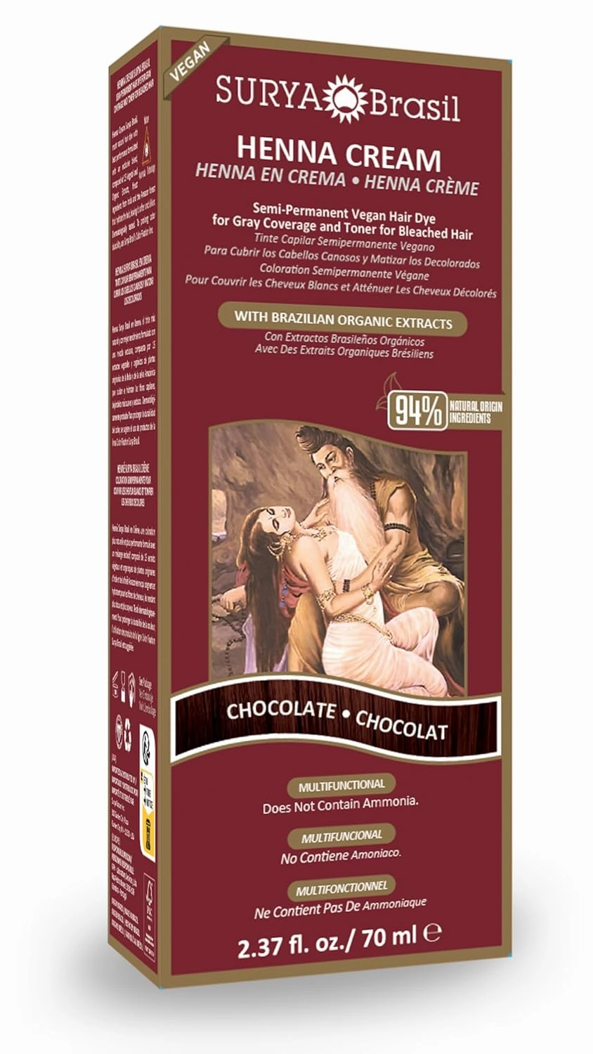 Surya Brasil Products Henna Cream, Chocolate, 2.37 Fluid Ounce
