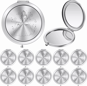 Taiyin 24 Pcs Quinceanera Party Favors for Guests Baptism Compact Mirror Favor Round Hand Makeup Mirror Quinceanera Gifts for 15 Year Old Girl Sweet 15 Birthday Gift for Guest(Silver)