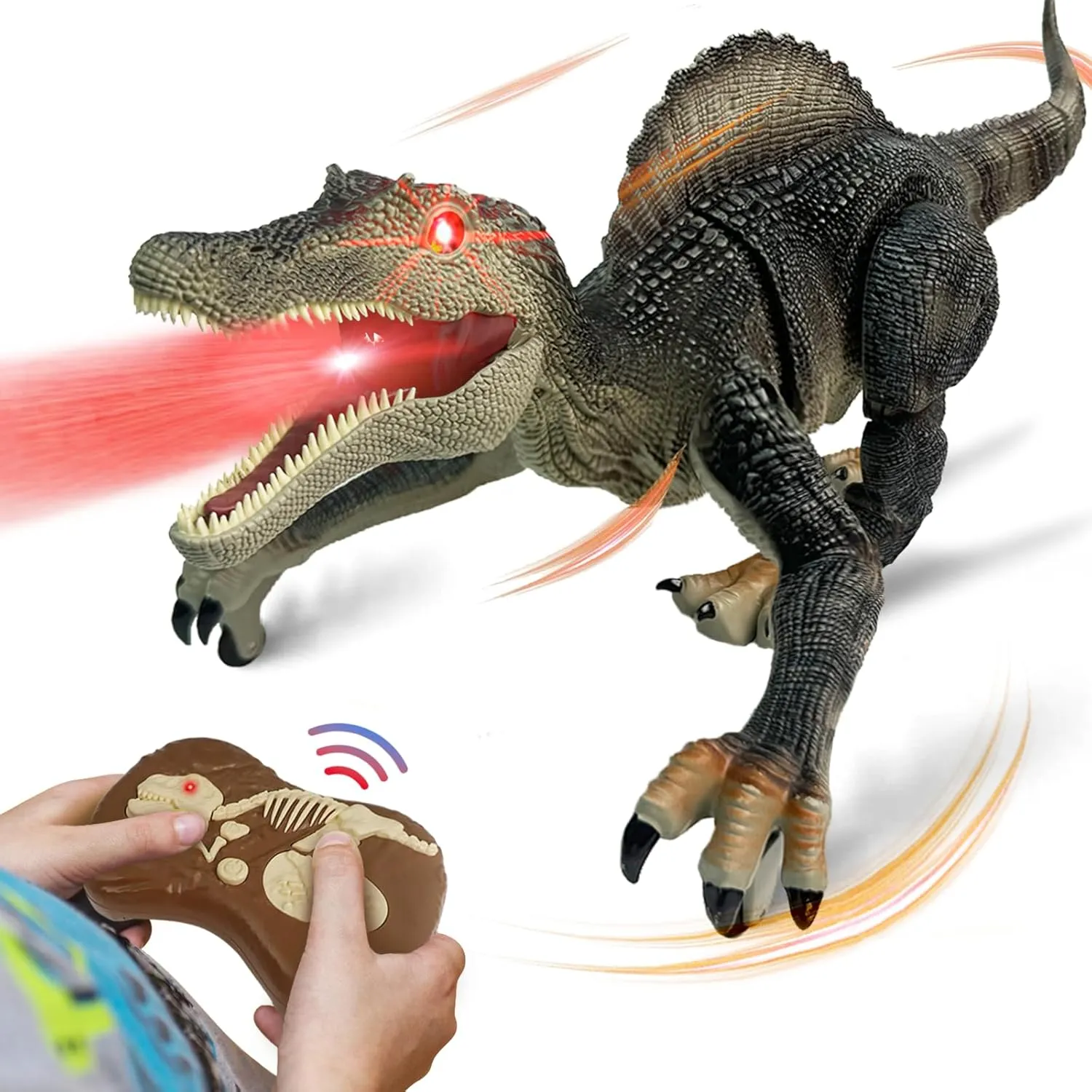 TALGIC- Remote Control Dinosaur Robot - Realistic Walking, Roaring, and Spraying Spinosaurus Toys - Light up and Shaking Head and Tail Robot Dinosaur for Kids Ages 3 