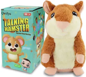 Talking Hamster, Interactive Stuffed Plush Animal Talking Toy Cute Sound Effects with Repeats Your Said Voice, Best Buddy for Kids Gift Age 3  (Brown)