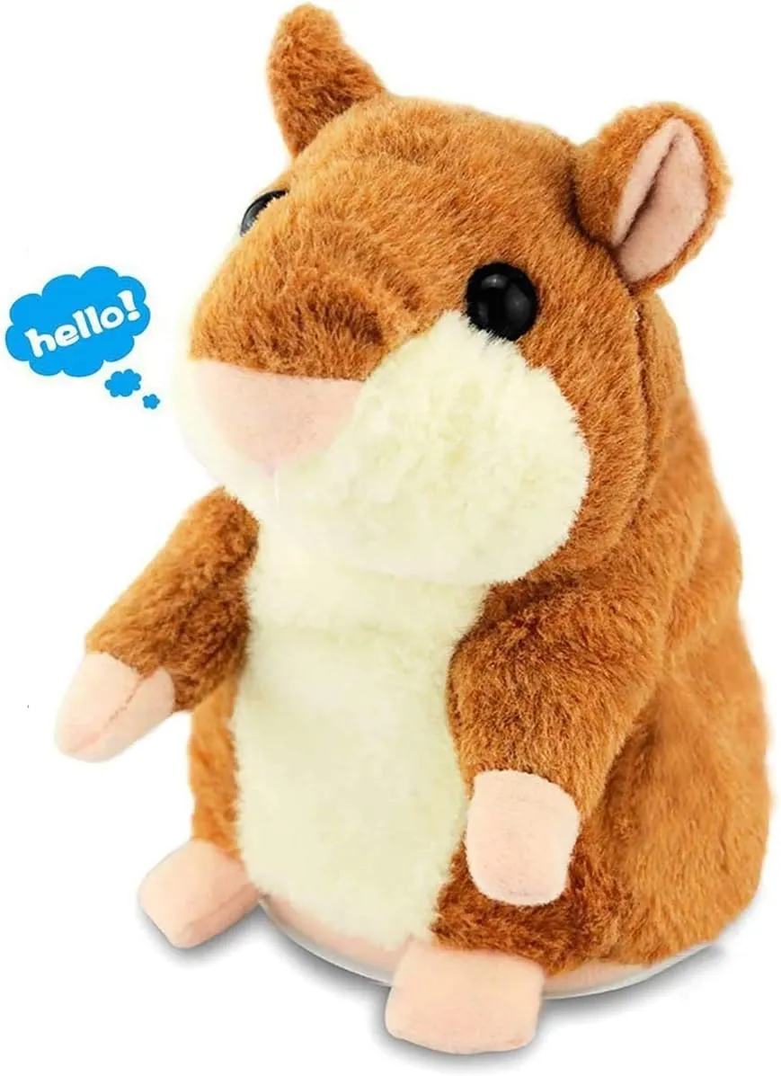 Talking Hamster, Interactive Stuffed Plush Animal Talking Toy Cute Sound Effects with Repeats Your Said Voice, Best Buddy for Kids Gift Age 3  (Brown)