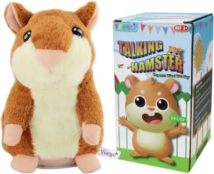 Talking Hamster Repeats What You Say Interactive Stuffed Plush Animal Talking Toy,Perfect Toy Gifts for Boys Girls Age 3  (Brown)