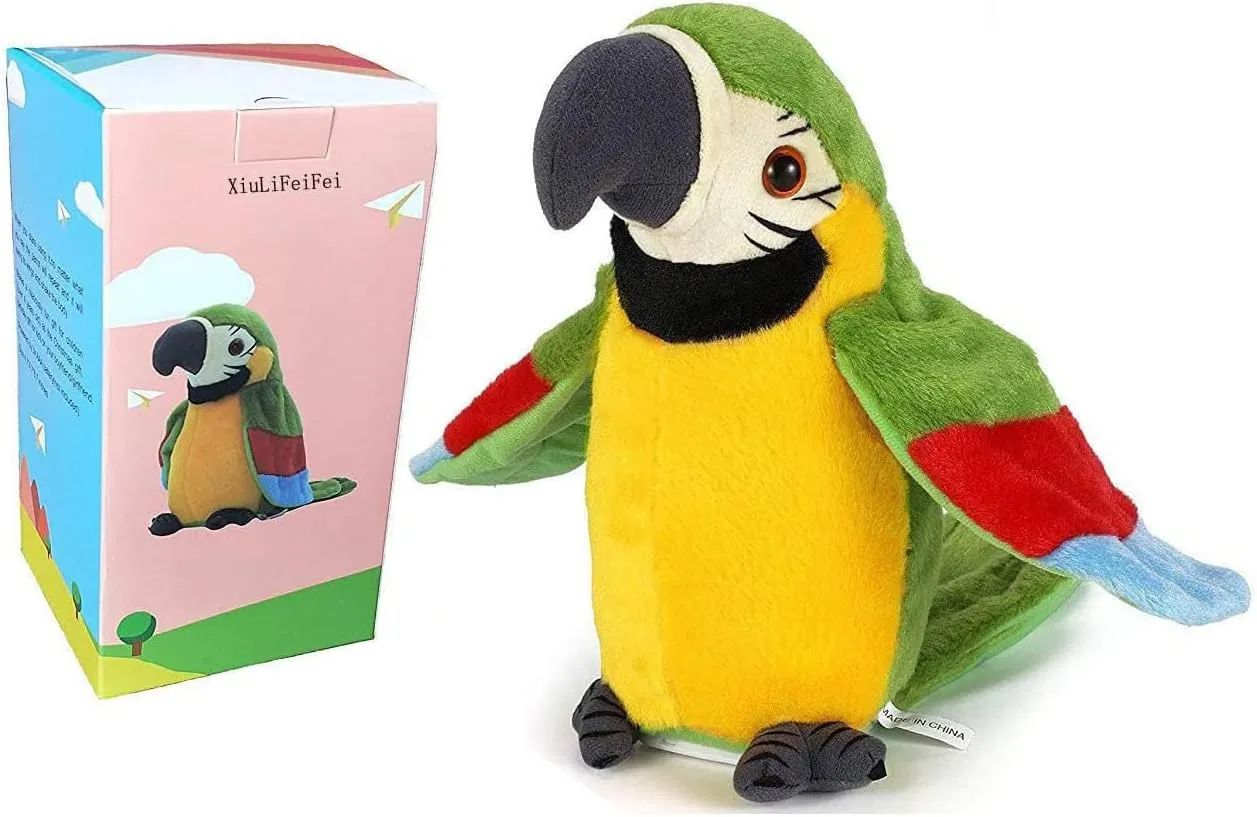 Talking Parrot - Repeats What You Say with Cute Voice - Electronic Pet Talking Plush Toy Parrot for Child Kids Gift Party Toys。