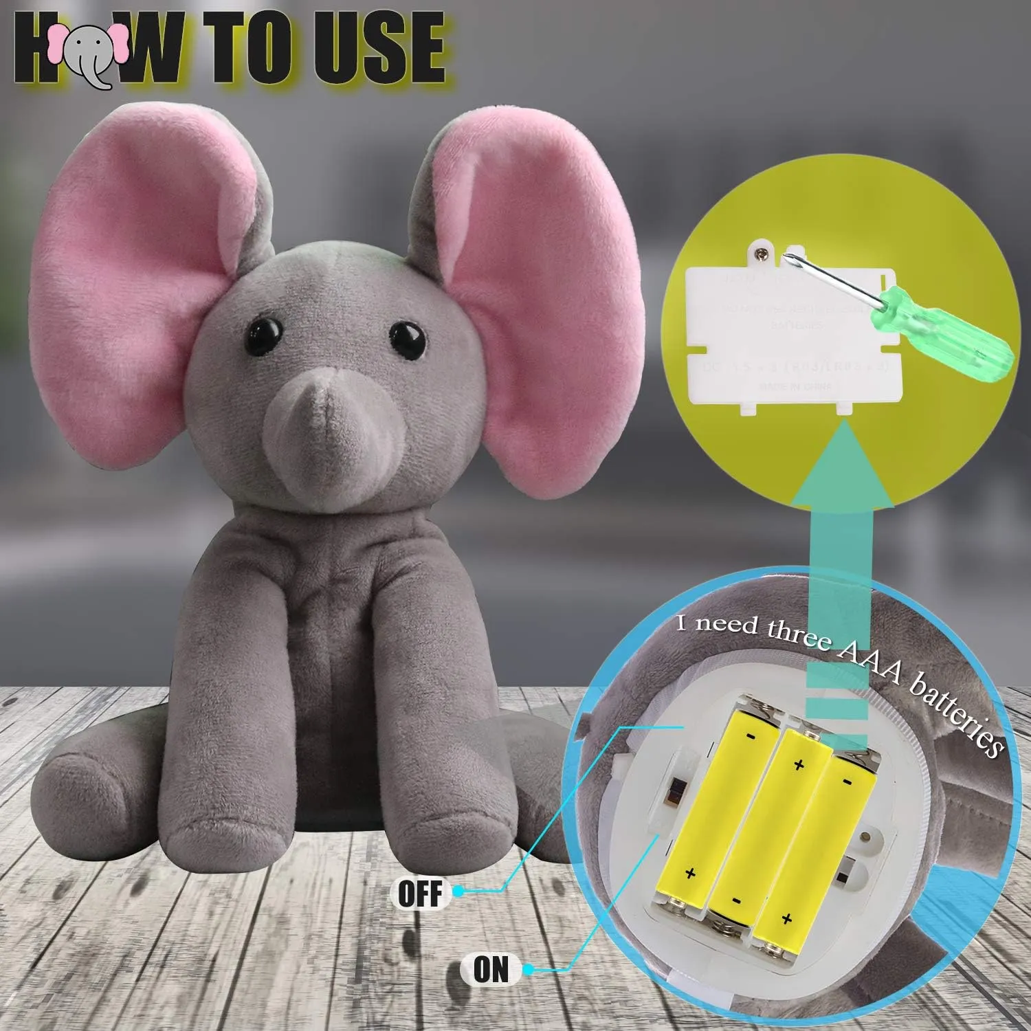 Talking Toy, Plush Elephant Cute Sound Effects with Repeats Your Said Voice, Best Buddy for Kids Gift