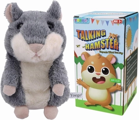 Talking Hamster Repeats What You Say Interactive Stuffed Plush Animal Talking Toy,Perfect Toy Gifts for Boys Girls Age 3  (Gray)
