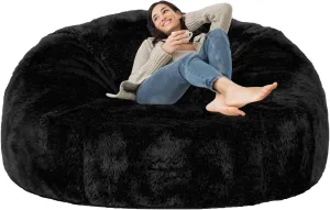 Taotique 6FT Giant Bean Bag Chair Cover (Cover only, No Filler) Soft Faux RH Fur Sofa Bed Washable Bean Bag Couch Cover for Adult and Kids with Liner
