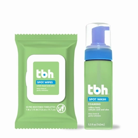 TBH Kids Spot Foam Face Cleaning Spot Wipes and TBH Gentle Hydrating Face Moisturizer for Kids, Tweens, and Teens with Sensitive Dry Oily Skin