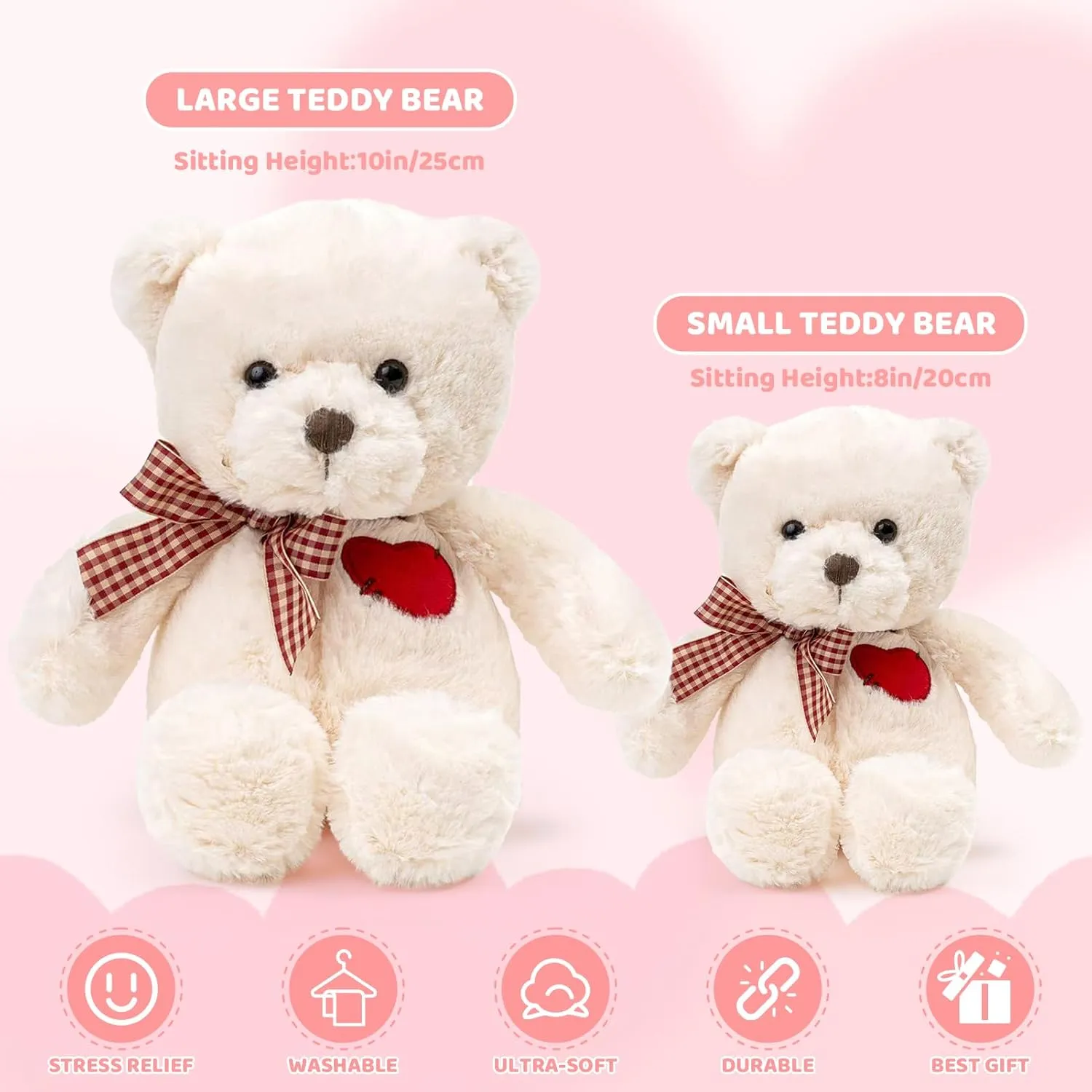 Teddy Bear Plush with Heart Cute Brown Teddy Bear Stuffed Animal Bear Plushie Christmas Birthday Gifts for Girlfriend Boyfriend Kids 13.8"