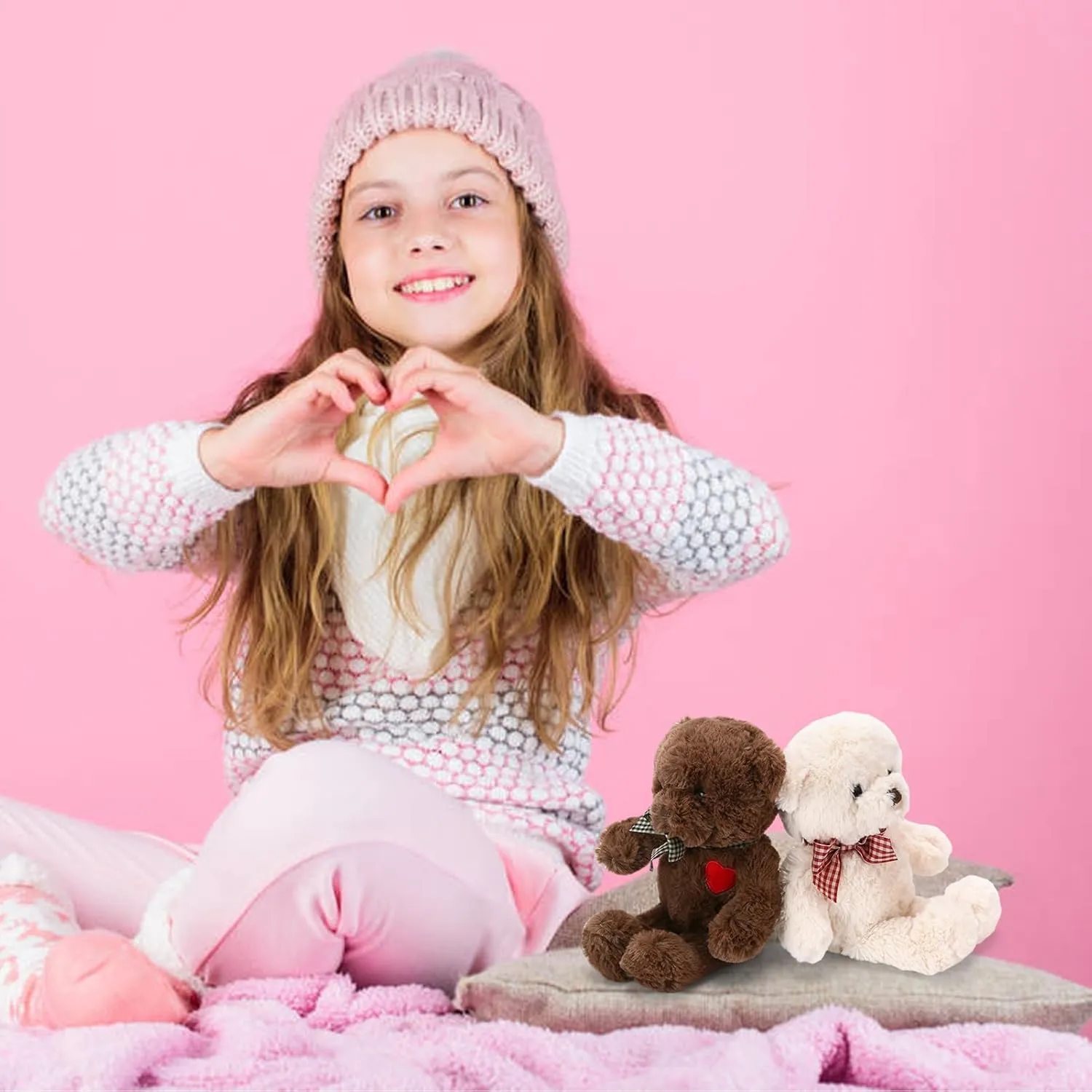Teddy Bear Plush with Heart Cute Brown Teddy Bear Stuffed Animal Bear Plushie Christmas Birthday Gifts for Girlfriend Boyfriend Kids 13.8"