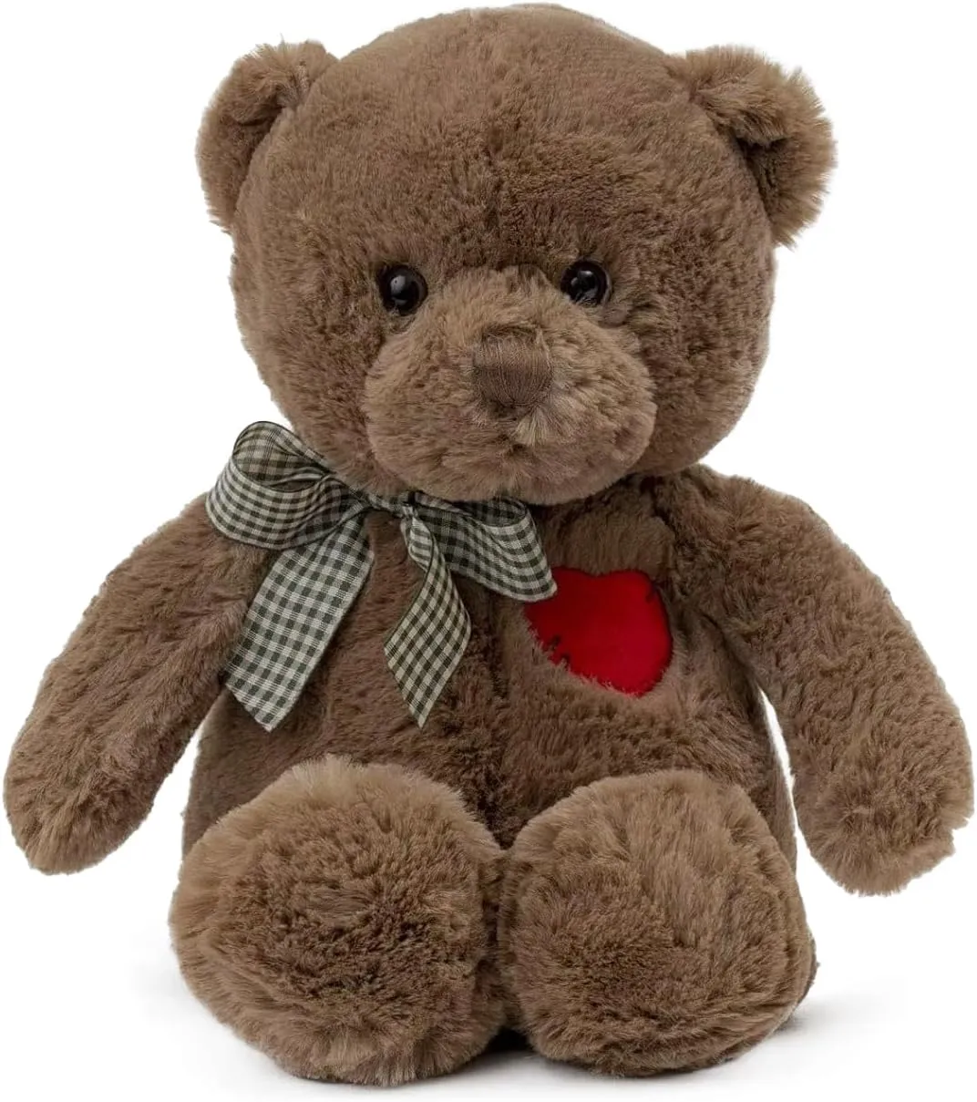 Teddy Bear Plush with Heart Cute Brown Teddy Bear Stuffed Animal Bear Plushie Christmas Birthday Gifts for Girlfriend Boyfriend Kids 13.8"
