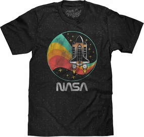 Tee Luv Men's NASA Space Shuttle Shirt - NASA Worm Logo Stars T-Shirt