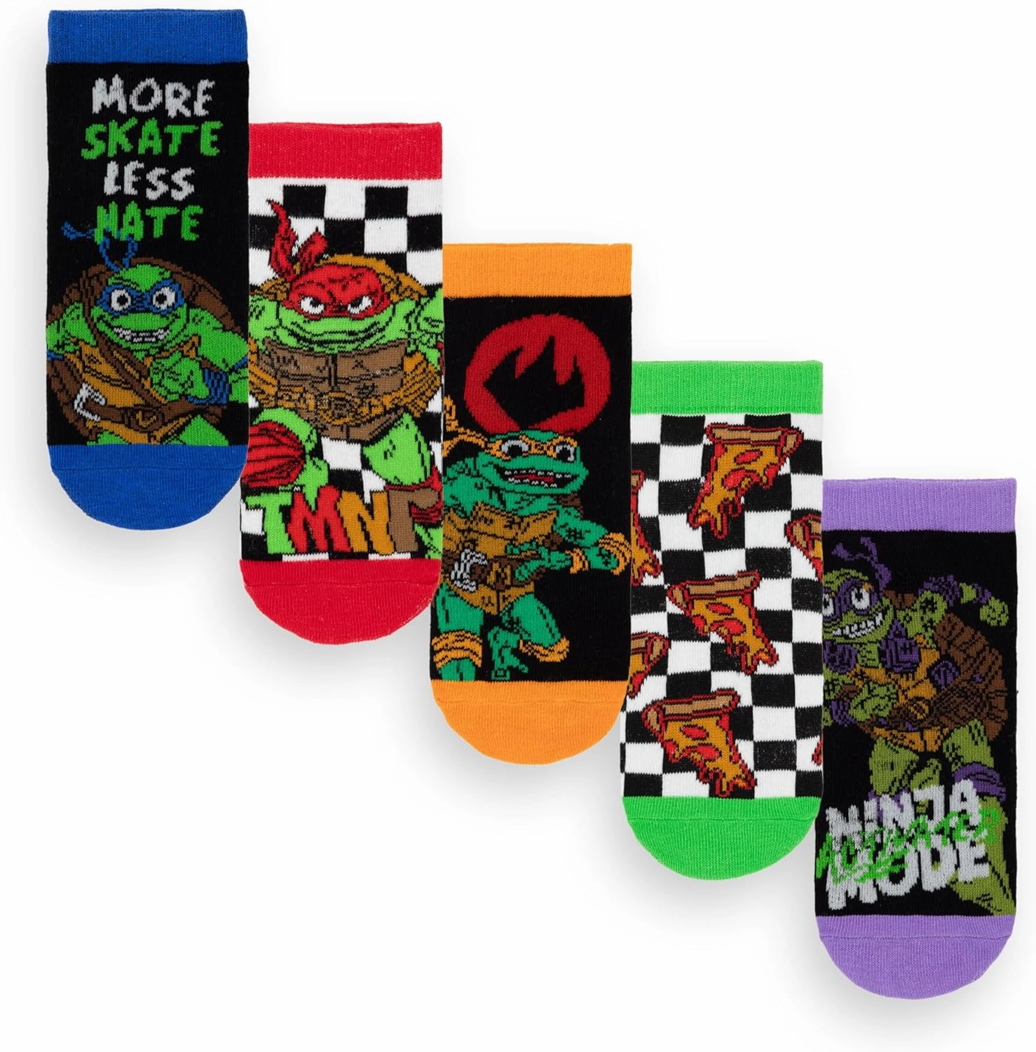 Teenage Mutant Ninja Turtles Boys Socks 5 Pack | Kids Multicoloured TMNT Graphic Footwear | Mutant Mayhem Sock Set