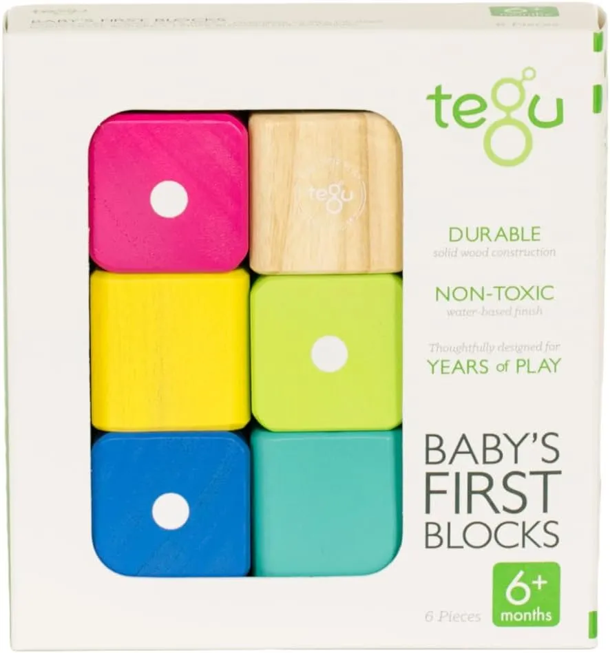 Tegu 6 Piece Magnetic Baby’s First Building Blocks, Tints