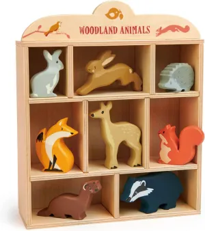 Tender Leaf Toys Woodland Animals – 8 Wooden Forest Animals with a Display Shelf -Classic Toy for Pretend Play – Develops Social, Creative & Imaginative Skills – Learning Role Play – Ages 3  Years