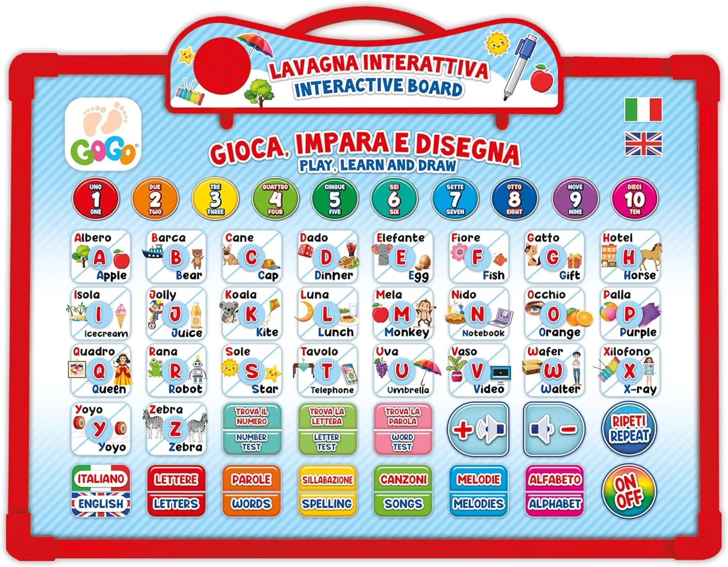 Teorema - Interactive Learning Board for Children, Double Sided and Bilingual
