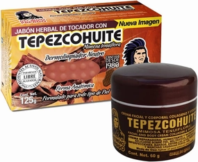 Tepezcohuite Night Facial Skin Cream 60g / 2.02 Fl Oz   Neutral Soap with Tepezcohuite 125g - Mexican Beauty - For All Skin Types - Nourishes - Softens - Paraben Free - Bundle